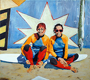 Surferinnen, 70 x 80 cm, Öl auf Leinwand, 2017